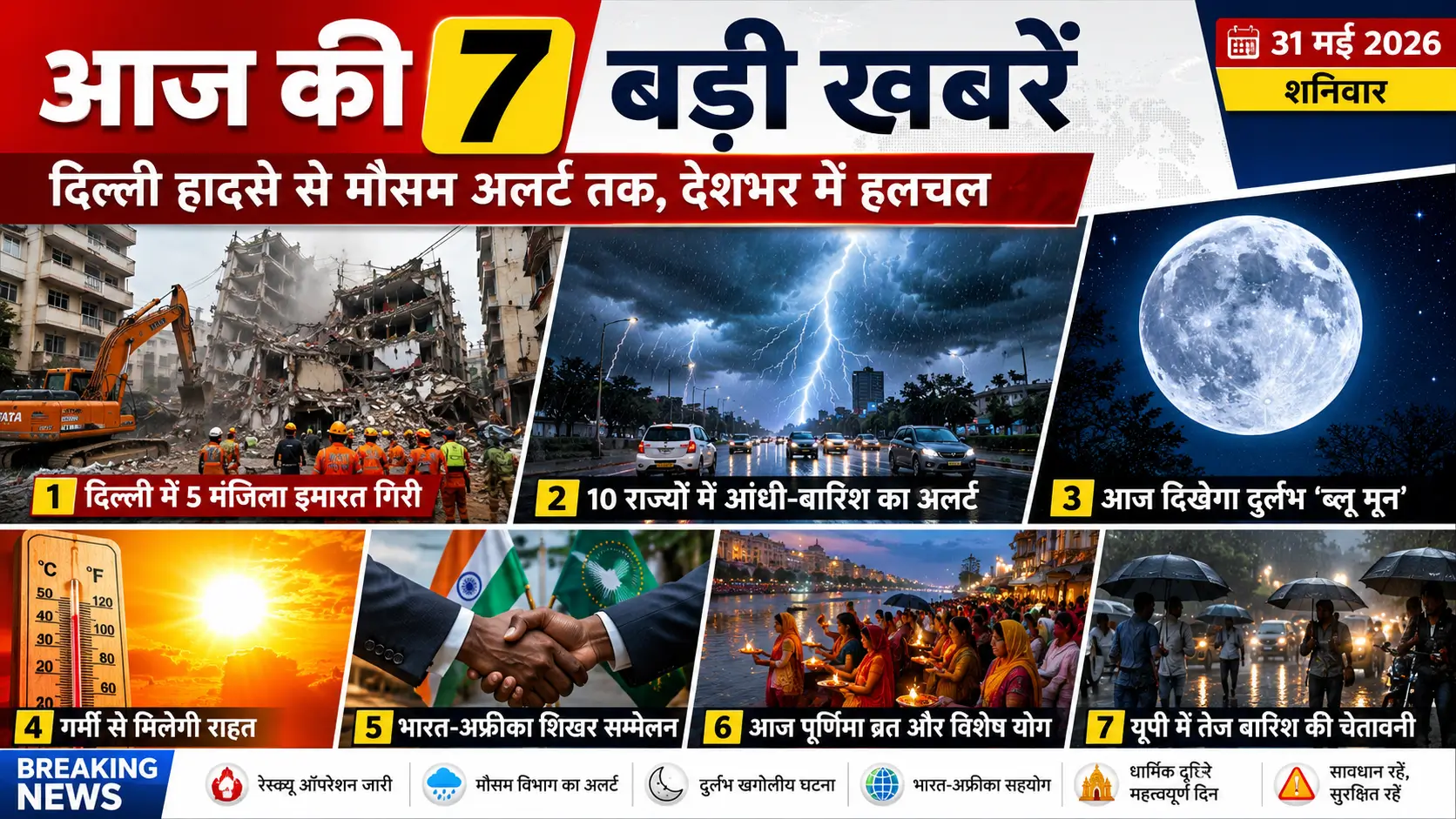 आज की 7 बड़ी खबरें हिंदी में