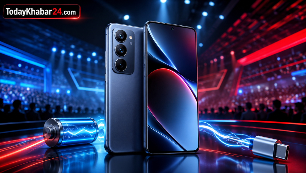 Redmi Note 17 स्मार्टफोन का प्रीमियम Google Discover फीचर्ड इमेज, जिसमें भविष्यवादी डिजाइन, बड़ी बैटरी और भारत लॉन्च की झलक दिखाई गई है।