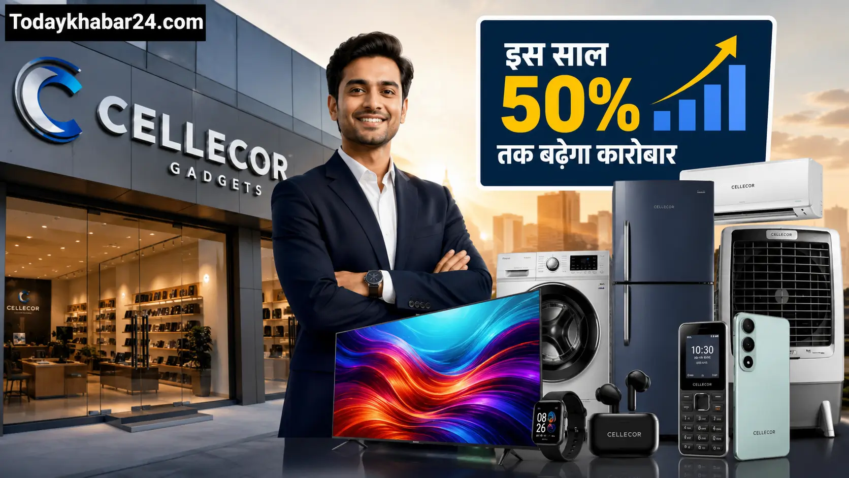 Cellecor Smart TV, Home Appliances और Feature Phone कारोबार विस्तार से जुड़ी प्रतिनिधिक तस्वीर, कंपनी ने 50% बिजनेस ग्रोथ का लक्ष्य रखा।