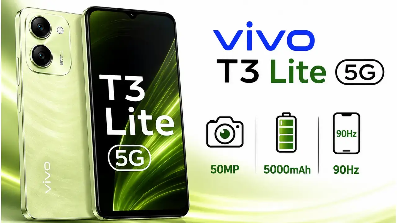 Vivo T3 Lite 5G स्मार्टफोन 50MP कैमरा, 5000mAh बैटरी और 90Hz डिस्प्ले के साथ