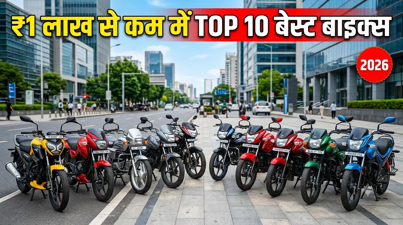 Top 10 Best Bikes Under 1 Lakh in India 2026 – TVS Raider 125, Hero Splendor Plus, Bajaj Pulsar 125 और Honda Shine 125 की कीमत व माइलेज