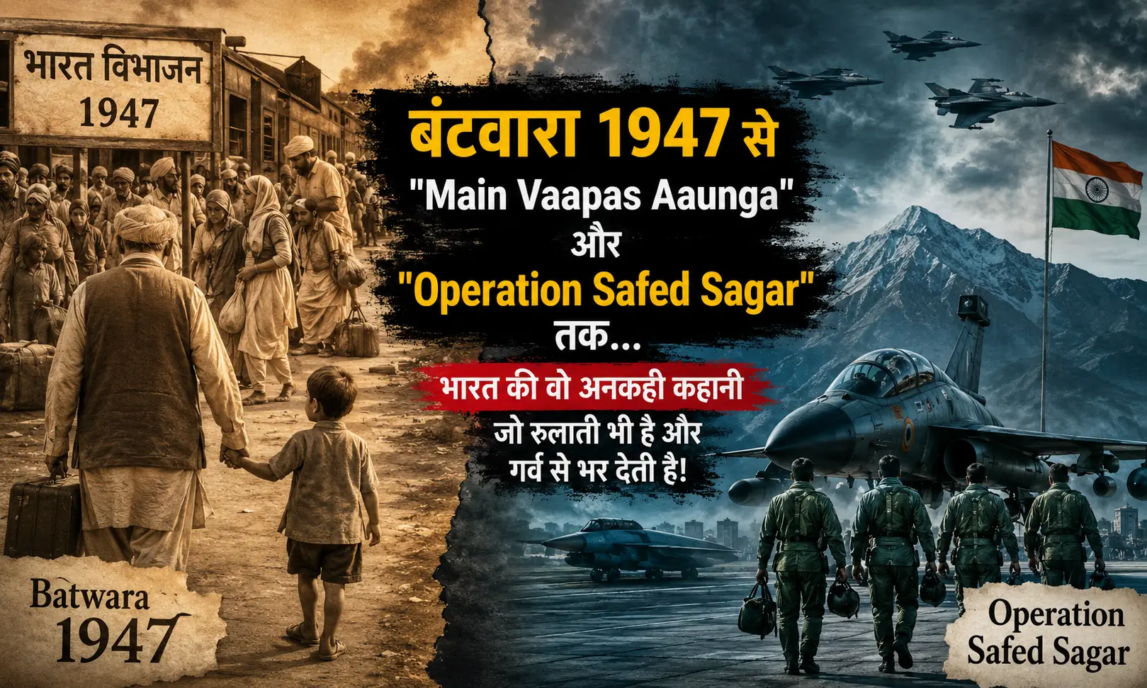Batwara 1947, Main Vaapas Aaunga और Operation Safed Sagar की ऐतिहासिक कहानी दर्शाती तस्वीर